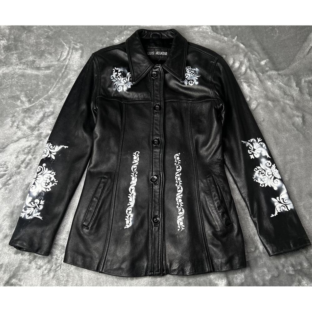 Luis Alvear Women Size Medium Black Leather Jacket Gothic Punk Y2K Halloween